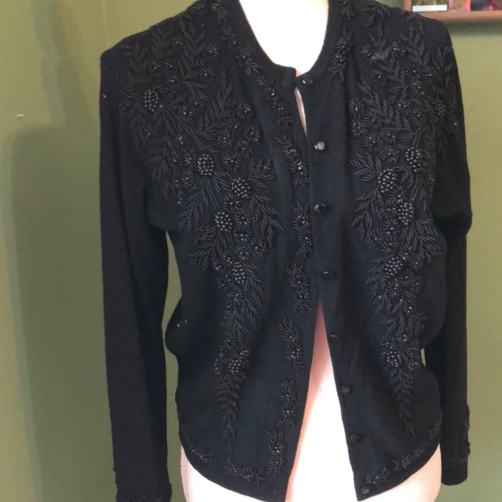 Vintage sweater with glass beading lined size 38